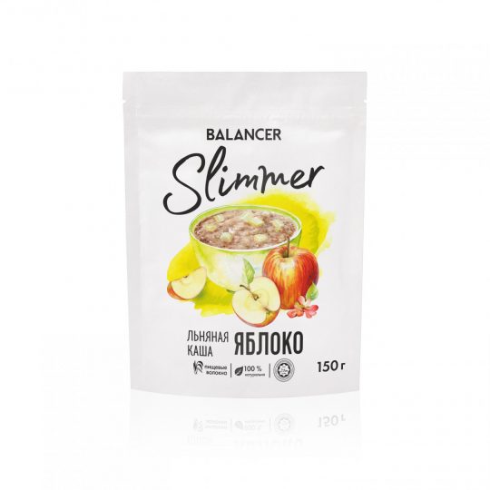 Натуральная льняная каша BALANCER Slimmer с кусочками вяленого яблока, 150 г